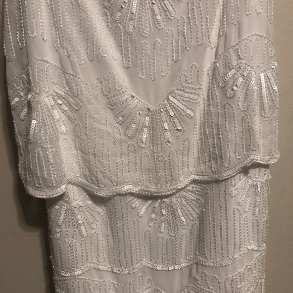 Size 4 white sequin laundry mini dress - Picture 2 of 5